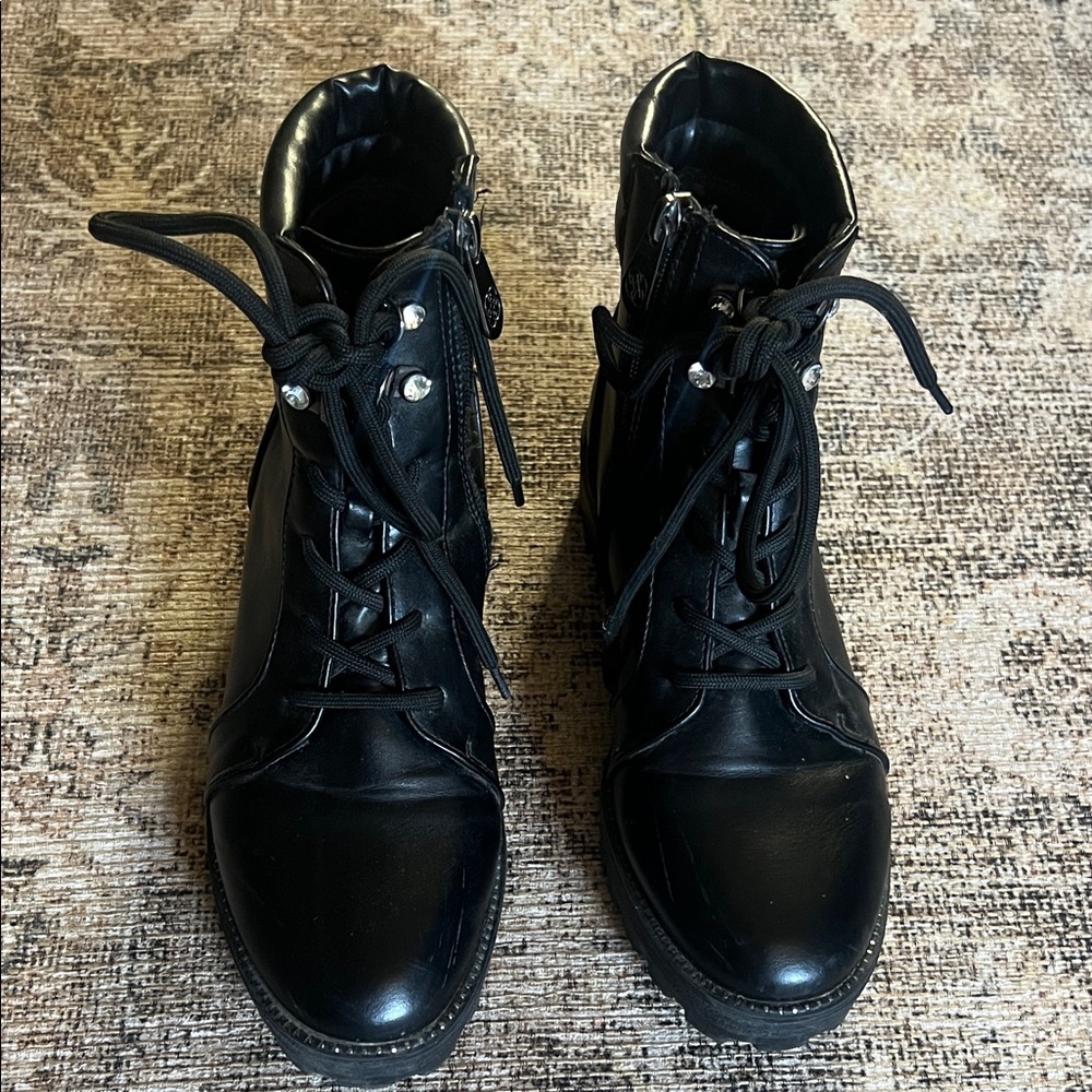 Black Leather Combat Boots